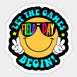 Let The Games Field Day Begin Smile Face Groovy Teacher Kids Sticker